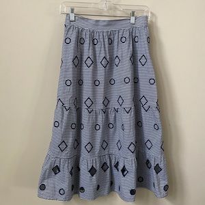 Madewell Stripped Skirt with Geometric Cut Outs